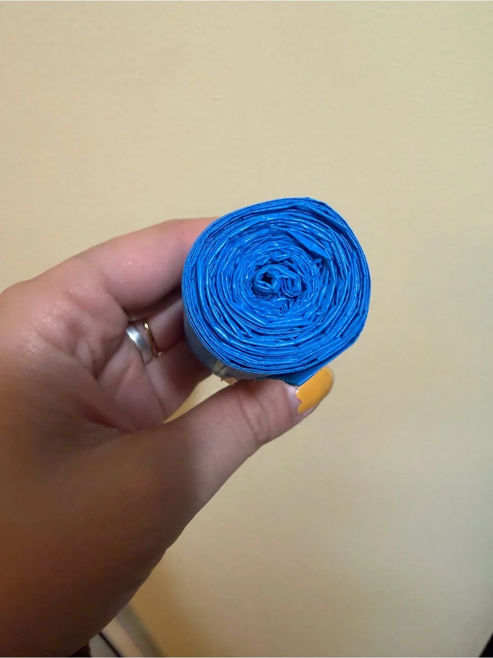 Blue baby powder scented dog poop bags - brand new roll
